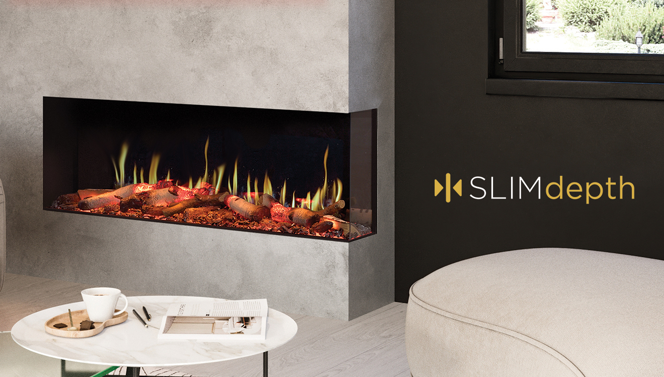 Onyx Fusion electric fire. Electric fire with slim depth. 